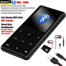 Player 2.4" Wireless V4.1 HiFi HD MP3 MP4 Player,Lossless Stereo Bass Mic Earphone,Fast Charge Cable,Speaker FM Record&TF Slot