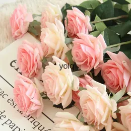 Decorative Flowers Wreaths 7pcs/lot Decor Rose Artificial Silk Floral Latex Real Touch Wedding Bouquet Home Party DesignH24229