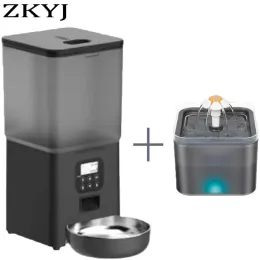 Besleyiciler 6L Köpek Otomatik Besleyici Şeffaf Pet Akıllı Besleyici 2L Kediler Dispenser Besleyici Kase Uzak Tuya Wifi Kontrolü Kuru Gıda Pet Besleyici