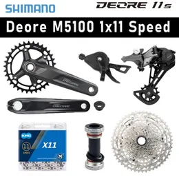 자전거 변속기 Shimano 11s Deore M5100 MTB Groupset 11V 디스플레이 시프터 변속기 카세트 51T 42T K7 11 속도 크랭크 세트 34T 36T BB52