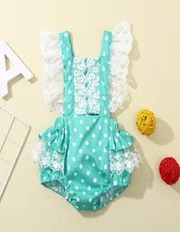 Jumpsuits Born Infant Baby Girls Romper Princess Lace Ruffle Sleeve Polka Dots Outfits Party Triangle 024 Months Clothing3503648