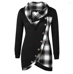 Men039s Maglioni Moda Donna Cappotto Manica lunga Plaid Dolcevita Tartan Tunica Felpa Pullover Casual Donna Top Camicetta 11208630