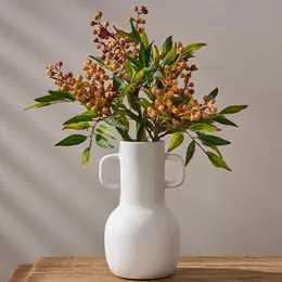Керамическая белая ваза с 2 ручками, современная деревенская ваза для домашнего декора, декоративная ваза для цветов пампаса, классический шарм, центральные предметы для гостиной, декор полки