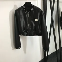 Jaquetas de couro pu pretas de manga comprida, casacos femininos com zíper, cardigã de luxo, charme de personalidade, roupa externa para motocicleta