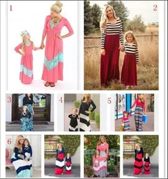 Aile Giyim Elbisesi Anne ve Kızı Kıyafetler Üç Çeyrek Pamuk Patchwork Dantel Anne ve Ben Yaz Dress3367447