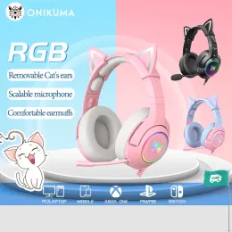 Hörlurar Onikuma K9 Wired hörlurar med RGB Light Flexible HD Mic 3,5mm Gaming Headset Computer Earphones for PC Gamer PS4 Xbox