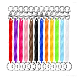 Schlüsselanhänger 18 Farben einziehbare Schraubenfeder Schlüsselbund Taille Schnalle Spiralschnur Karabinerverschluss mit Schlüsselring für Schlüssel Geldbörse