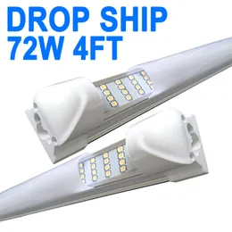 4FT LED Shop Light Fixture ,Milky Cover 4 Feet 72W 4' Garage Light 48'' T8 Integrated LED Tube , Bulbs Garage Cabinet, Plug and Play High Output Surface Mount 1.2 Meter crestech