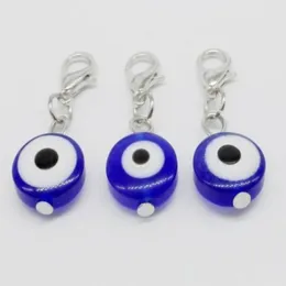 200pcs Turkish Blue Evil Eye Charms lobster Clasp Dangle Charms For Jewelry Making 32x11mm303E
