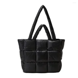 Evening Bags The Space Cotton Suit Handbag Women's Bag Simple Soft Padded Shoulder Large-capacity Nine-square Grid