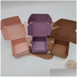 Jewelry Pouches, Bags Jewelry Pouches 50Set Pink Paper Boxes Necklace Earring Cards Blank Accessory Packaging Set Purple Box Diy Gift Dh8G7