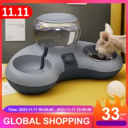 Supplies VKTECH Automatic Feeder for Cat Pet Cat Bowl Water Dispenser Cat Food Bowl With Drinking Raised Stand Double Dish Bowl For Cat