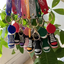 mini Basketball Sneaker Shoes Keychains designer Straps 3d Stereo Sports Shoe PVC Key Chain Pendant Car Bag backpack Pendants Gift 9 Colors