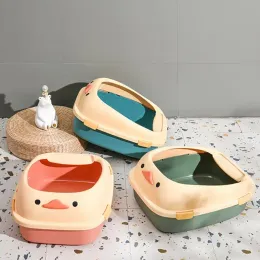 Boxes Large Antiodorant Cat Litter Box Plastic AntiSplash Cats Toilet Open Style Cat Litter Container With Scoop Pet Sandbox