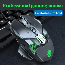 Ratos de computador mouse ergonômico plug and play luz rgb sete teclas ajustável dpi jogando jogo mouse mecânico acessórios de computador