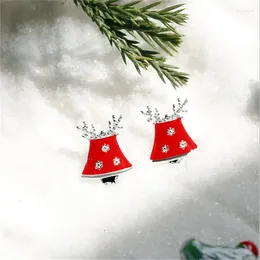 Stud Earrings Christmas Temperament Snowflake Silver Plated Jewelry Personality Bells Flower Red Epoxy SE785