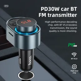 Adaptador HOCO PD30W Transmissor FM para carro sem fio Bluetooth 5.0 Modulador de rádio FM 30W Adaptador de carregador rápido para iPad Macbook Kit viva-voz