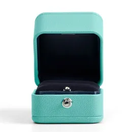 Fanxi Wedding Blue Pu Leather Necklace Jewelry Gift Box Backaging Ring Organizer T200808228K