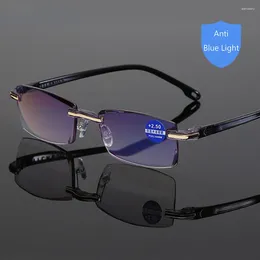 Óculos de sol 2 pares óculos de leitura homens anti raios azuis presbiopia óculos mulheres vintage sem aro óculos dioptria 1.0 1.5 2.0 2.5 3.0 3.5 4.0