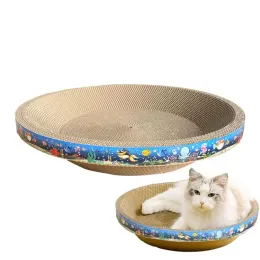 Scratchers Cat Scratching Board Korrugerad kartong Scratch Pad 2 i 1 Oval Cat Scratch Pad Nest för kattslipning av klo möbler Protector