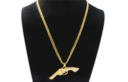 Exagero strass revólver pingente colar hiphop liga banhado a ouro colar para homens criativo festa jóias acessórios wh7197005