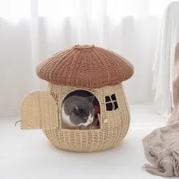 고양이와 개를위한 Mats Antirattan Nest, Dualuse Pet Nest, Cute Mushroom House, 문을 닫고 집으로 돌아 가기, 인터넷 유명인