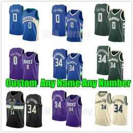 Personalizado Homens Giannis 34 Antetokounmpo Damian Lillard Basquete Jerseys Khris Middleton Buck Bobby Portis Jr Brook Lopez Malik Beasley Marjon Beauchamp