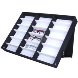 18 rutnät Glasögon Lagring Display Case Box Eyeglass Solglasögon Optisk Display Organiser Frames Tray305R