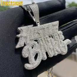 Iced Out Bling CZ Hustle Broke Anhänger Halskette Zirkonia Silber Farbe Kursive Buchstaben Charm Herren Mode Hip Hop Schmuck 240226