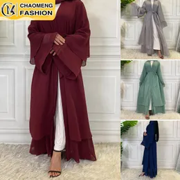 Vendita di abbigliamento etnico Dubai Abaya Chiffon Cardigan alla moda Musulmano per le donne Abito modesto Turchia Caftano Ramadan Arabo islamico