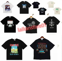 2024 mulheres mens t camisa rhude camisa designer puro algodão tees rua moda casual casal combinando mangas curtas S-XL