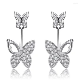 Ohrstecker 1 Paar Damen Elegant Große/Kleine Doppelte Schmetterlingsform Eingelegter Zirkon Zurück Stil Ohr Modeschmuck E2064