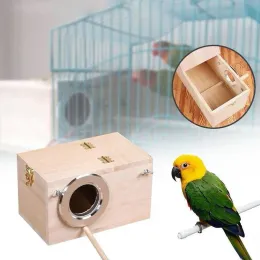 Bon träsfågel avelsbox Parakeet bobox Budgie Cage Wood Pet Bird House för papegoja, kärleksfåglar, Finch, Parrotlets parning BO M3R1