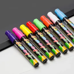 Canetas 8 Cores Highlighter Fluorescente Líquido Giz Marcador Neon Caneta para LED Placa de Escrita Blackboard Vidro Pintura Graffiti Office Su