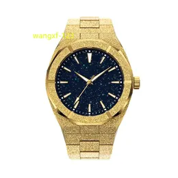 niestandardowy różowy złoto 5atm Wodoodporne Wodoodporne PR Gwiazda kurzu mrożona mężczyzna kwarcowy zegarek