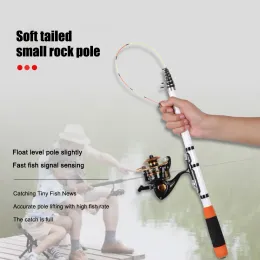 Hastes de fibra de carbono alimentador de pesca Mini -pesca de mão Pólo de pesca rotativa Ultralight portátil acessórios externos para fluxo de água doce