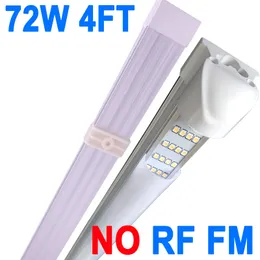 Iluminação LED para loja de 4 fileiras de 72 watts 4FT Grarage Lights Barbearia T8 Lâmpadas integradas Armazém Capa leitosa 25 pacotes 4 pés LED teto plug and play crestech