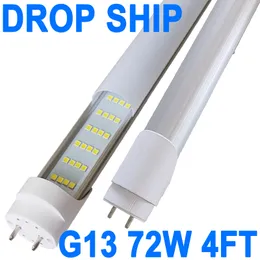 Luzes de tubo LED T8 tipo B de 4 pés, 72 W (equivalente a 120 W), 7200LM, 6000 K, alimentação de extremidade dupla, desvio de reator, substituição de lâmpadas fluorescentes T10 T12 de 4 pés, cobertura leitosa crestech