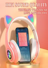 B39 BT Hörlurar Glödande söt CATEAR PAW LED Girls Gift Kids PC Gamer Auriculares Earphone Wireless Headset HiFi Stereo8112017