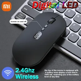 Mice Xiaomi Laptop Mouse Power Display Cordless 2400DPI Adjustable Silent Recharge 2.4G Wireless Wired Computer Mouse PC Accessories