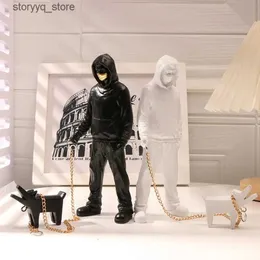 Altro Decorazioni per la casa NORTHEUINS Resina Banksy Dog Walker Statua Trendy Street Art Figurine Home Office Decorazione desktop Collezione Articoli Accessori Q240229