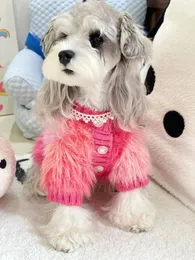 Dog Apparel Fashion Clothes Winter Thicken Lady Style Gradient Sweater Pet Clothing Schnauzer Bichon Teddy Maltese Fur Cute