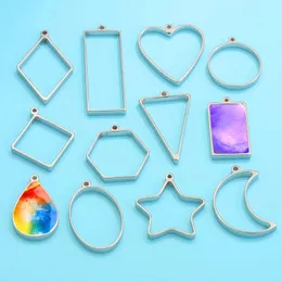 Charms 3 Stück Edelstahl offene Rückseite Lünette Anhänger für Schmuckherstellung Silber Farbe Herz Stern geometrisch DIY Frauen Ohrringe Erkenntnisse