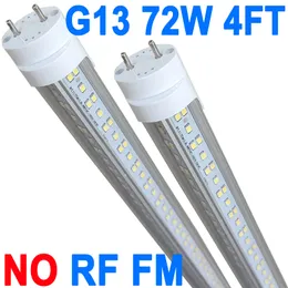T8 T10 T12 LED Tube Lights, Dual-End Powered, Remove Ballast, Type B Bulbs, 4FT, G13,72W, 6000K Cool Daylight, 7200LM, LED Replacement Fluorescent Tubes, Clear Cover crestech