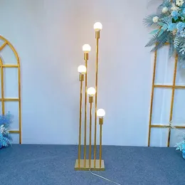 Novo LED Metal Gold Walkway Light Candelabros Candle Holder Light para peças centrais de mesa