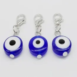 200 Stück Türkisch Blau Evil Eye Charms Karabinerverschluss Baumeln Charms zur Schmuckherstellung 32x11mm249h