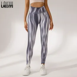 Kläder laisiyi nytt slipsfärgade kvinnor sömlösa byxor höga midja leggings scruch gym tights träning squat scrunch jogging fitness leging