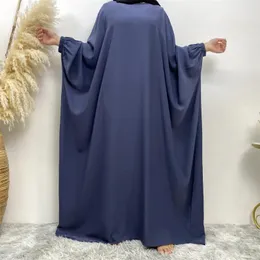 Etnik Giyim Wepbel Robe Kadın Eid Partisi Moda Saf Renk İslami CloHting Kaftan Dubai Batwing Uzun Kollu Müslüman Abaya Elbise