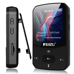 플레이어 Ruizu X52 스포츠 블루투스 MP3 플레이어 휴대용 클립 미니 음악 워크맨 스크린 지원 FM 레코딩 시계 페그로미터 라디오