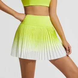 Skorts slipsfärgade gradientkvinnor som kör yoga byxor kjol snabb torr andas träning träning tennis kjol